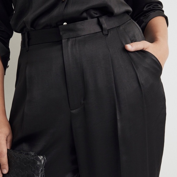 Madewell Women’s NWT The Turner Tapered Pant in Black Satin size 14 Petite - Picture 2 of 14